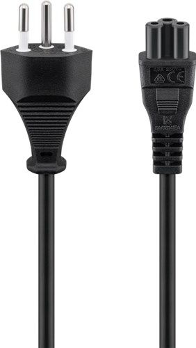 Goobay 93960 Netzanschlusskabel Schweiz, 1,8 m, Schwarz, (3*0,75 mm²) VPE Retail Polybag Mindestbestellmenge 1