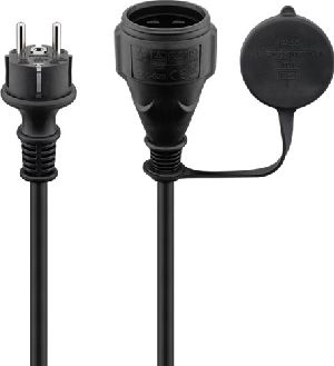 Goobay 71472 Netzkabel Outdoor, 5 m, schwarz, (3*1,5 mm²) VPE Sleeve Mindestbestellmenge 1