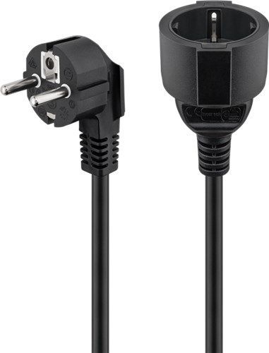 Goobay 94700 Verlängerungskabel Schutzkontakt, 2 m, Schwarz, (3*1,5 mm²) VPE Retail Polybag Mindestbestellmenge 1