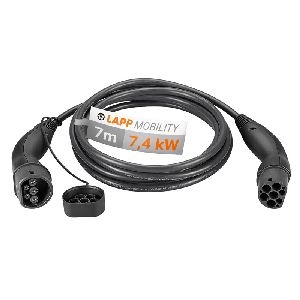 LAPP MOBILITY 61783 Ladekabel Typ 2, bis zu 7,4 kW, 7 m, schwarz Kabellänge: 7 m