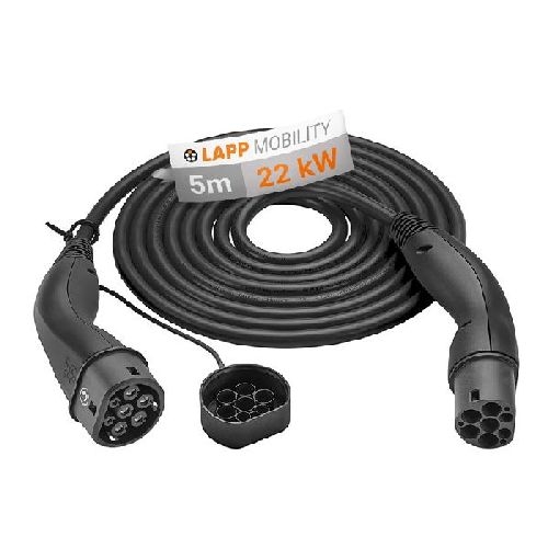 LAPP MOBILITY 61795 Selbstaufrollendes Ladekabel Typ 2, bis zu 22 kW, 5 m, schwarz VPE Retail Box Mindestbestellmenge 1