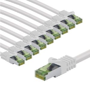 Goobay 69789 GHMT-zertifiziertes CAT 8.1 Patchkabel, S/FTP (PiMF), 5 m, weiß, 10er-Set Kabellänge: