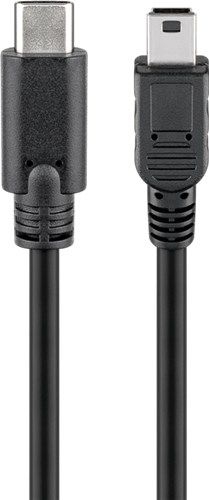 Goobay 67989 USB-C™-auf-Mini-B-Kabel, 0,5 m, schwarz VPE Bulk Mindestbestellmenge 1