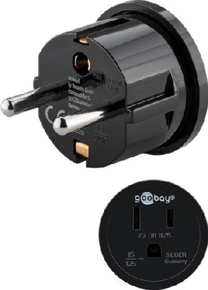 Goobay 45350 Reiseadapter USA/Japan auf Europa, schwarz VPE Retail Polybag Mindestbestellmenge 1