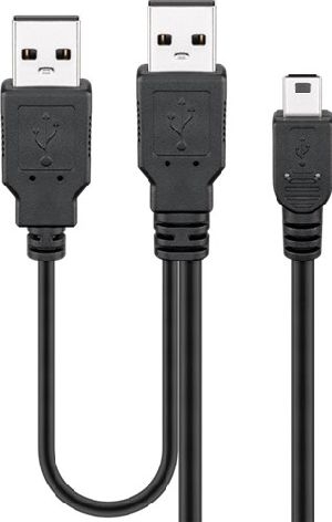 Goobay 34587 2in1-Kabel Mini-USB auf 2x USB-A, schwarz VPE Retail Polybag Mindestbestellmenge 1