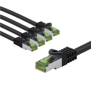 Goobay 69790 GHMT-zertifiziertes CAT 8.1 Patchkabel, S/FTP (PiMF), 1 m, schwarz, 5er-Set VPE Cable Tag Mindestbestellmenge 1