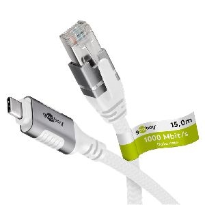Goobay 74181 Ethernet-Kabel USB-C™ 3.1 auf RJ45, 15 m VPE Brown Box with Label Mindestbestellmenge 1