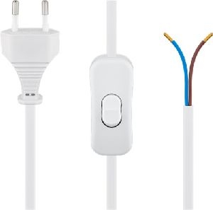 Goobay 51349 Kabel mit Eurostecker zum Konfektionieren - mit Schalter, 1,5 m, Weiß, (2*0,75 mm²) VPE Retail Polybag Mindestbestellmenge 1