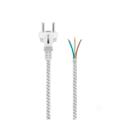 Goobay 50504 Schutzkontaktkabel hitzebeständig zum Konfektionieren, 3 m, Weiß-Silber, (3*0,75 mm²) VPE Retail Polybag Mindestbestellmenge 1
