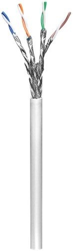 Goobay 93953 CAT 6 Netzwerkkabel, S/FTP (PiMF), grau Kabellänge: 100 m