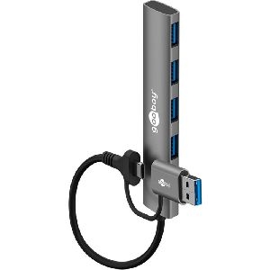 Goobay 79149 2in1 Slim 4-Port USB-Hub, 5 Gbit/s VPE Retail Box Mindestbestellmenge 1