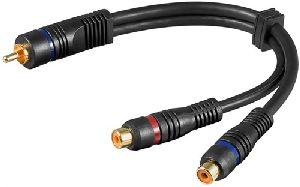Goobay 50930 Audio Y-Kabeladapter, 1x Stereo-Cinch-Stecker zu 2x Cinch-Buchse, OFC, zweifach geschir