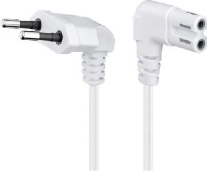 Goobay 97357 Anschlusskabel Eurostecker beidseitig abgewinkelt, 5 m, Weiß, (2*0,75 mm²) VPE Retail Polybag Mindestbestellmenge 1