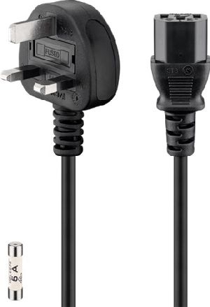 Goobay 51323 UK-Kaltgerätekabel, 1,8 m, Schwarz Kabellänge: 1.8 m