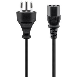 Goobay 59569 Kaltgerätekabel Schweiz, 1,8 m, Schwarz, (3*0,75 mm²) VPE Retail Polybag Mindestbestellmenge 1