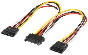 Goobay 95114 PC Y Stromkabel/Stromadapter, SATA 1x Buchse zu 2x Stecker Kabellänge: 0.2 m