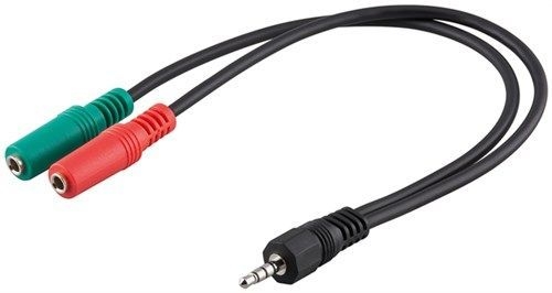 Goobay 50467 PC Headset Adapter, 1x3,5mm 4-pol. zu 2x 3,5mm 3-pol. VPE Cable Tag Mindestbestellmenge 1