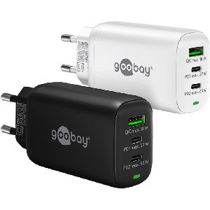 Goobay 65408 USB-C™ PD GaN Multiport-Schnellladegerät (65 W) weiß Farbversion: Weiß VPE Retail Polybag Mindestbestellmenge 1
