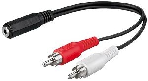 Goobay 50092 Audio Kabeladapter 3,5 mm Buchse zu Cinch-Stecker, 0.2 m, Schwarz - Klinke 3,5 mm Buchs