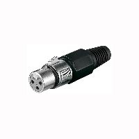 Goobay 11755 Mikrofonkupplung, 3 Pin, 3 Pin, Schwarz - mit Verriegelung und geschraubter Zugentlastung