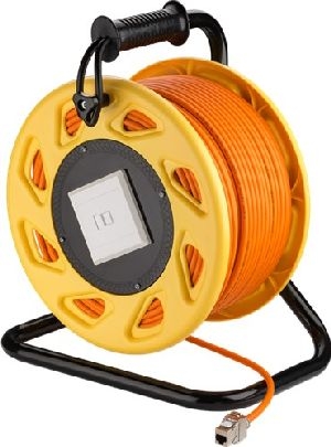 Goobay 58934 Mobile RJ45 Netzwerk Kabeltrommel, orange Kabellänge: 50 m