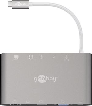 Goobay 62113 USB-C™ Multiport-Adapter aus Aluminium Verbrauchseinheit: 1 Stk. Karton