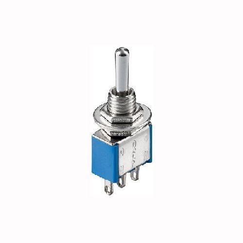 Goobay 10022 Kippschalter Miniatur, EIN – AUS – EIN, 3 Pins, blaues Gehäuse VPE Bulk Mindestbestellmenge 1