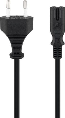 Goobay 95039 Anschlusskabel mit Eurostecker, 5 m, schwarz, (2*0,75 mm²) VPE Retail Polybag Mindestbestellmenge 1
