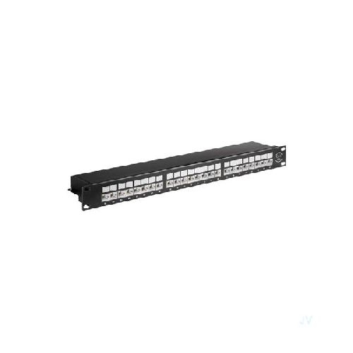 Goobay 90854 CAT 6A 19 Zoll (48,3 cm) Patch Panel, 24 Port, (1 HE) VPE Brown Box with Label Mindestbestellmenge 1