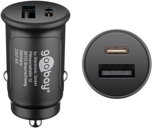 Goobay 55634 Dual-USB Auto-Schnellladegerät USB-C™ PD (Power Delivery) (30 W) VPE Retail Polybag Mindestbestellmenge 1
