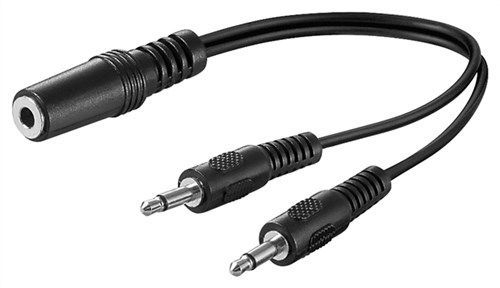 Goobay 50472 Audio Y-Kabeladapter 3,5mm, 1x Stereo-Buchse zu 2x Mono-Stecker VPE Cable Tag Mindestbestellmenge 1