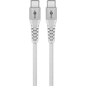 Goobay 70194 USB-C™ Supersoftes Textilkabel mit Metallsteckern, 2 m, weiß VPE Retail Polybag Mindestbestellmenge 1
