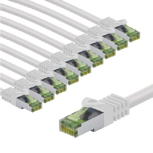 Goobay 69789 GHMT-zertifiziertes CAT 8.1 Patchkabel, S/FTP (PiMF), 5 m, weiß, 10er-Set VPE Cable Tag Mindestbestellmenge 1