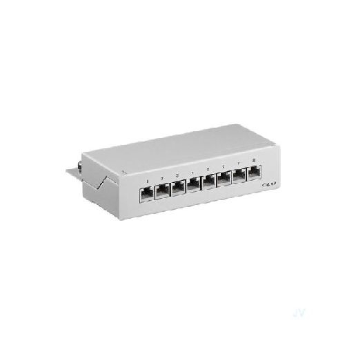 Goobay 62063 CAT 6a Mini Desktop-Patchpanel, 8 Port, (1 HE) VPE Brown Box with Label Mindestbestellmenge 1