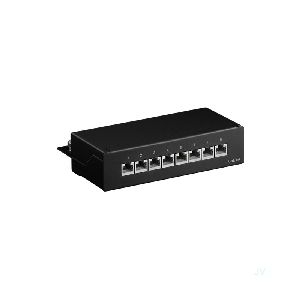 Goobay 62065 CAT 6a Mini/Desktop Patch Panel, 8 Port, (1 HE) Farbversion: Schwarz