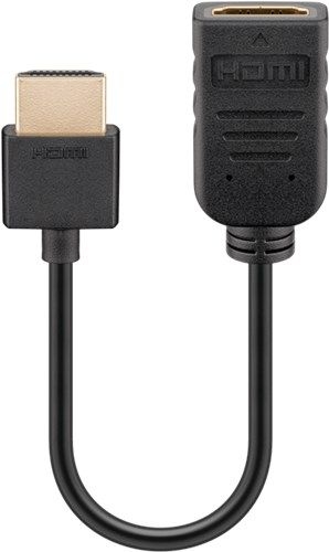 Goobay 49979 HDMI™-Flexadapter, Schwarz, 0.1 m - HDMI™-Stecker (Typ A) > HDMI™-Buchse (Typ A)