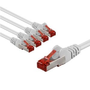 Goobay 66644 CAT 6 Patchkabel, S/FTP (PiMF), 3 m, weiß, 5er-Set VPE Bulk Mindestbestellmenge 1