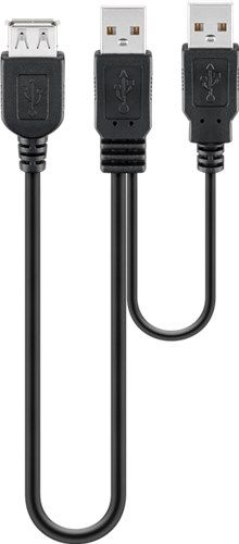 Goobay 93353 2in1-Kabel USB-A auf 2x USB-A, 0,3 m, schwarz VPE Bulk Mindestbestellmenge 1
