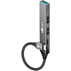 Goobay 74459 Slim 4-Port USB-Hub, USB-C™ auf USB-C™/USB-A, USB 3.2