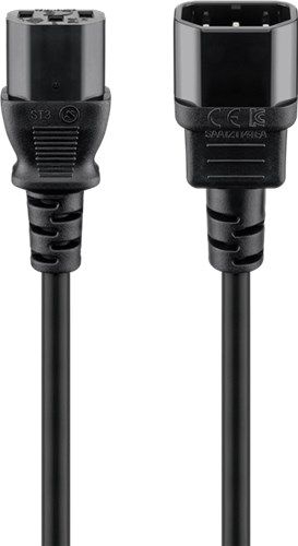 Goobay 50081 Kaltgeräte Verlängerungskabel, 2 m, schwarz Kabellänge: 2 m