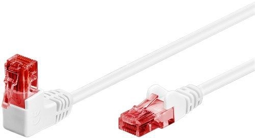 Goobay 51524 CAT 6 Patchkabel 1x 90° gewinkelt, U/UTP, weiß VPE Bulk Mindestbestellmenge 1