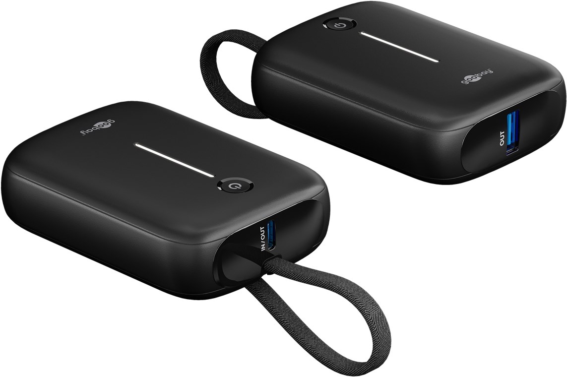 Goobay 76251 Powerbank 10.000 mAh mit integriertem USB-C™-Kabel VPE Retail Box Mindestbestellmenge 1