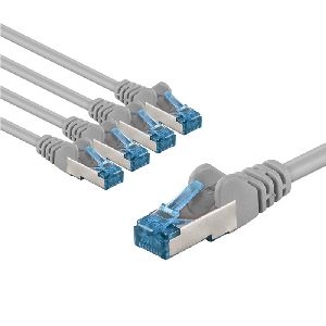 Goobay 67518 CAT 6A Patchkabel, S/FTP (PiMF), 5 m, grau, 5er-Set Kabellänge: 5 m