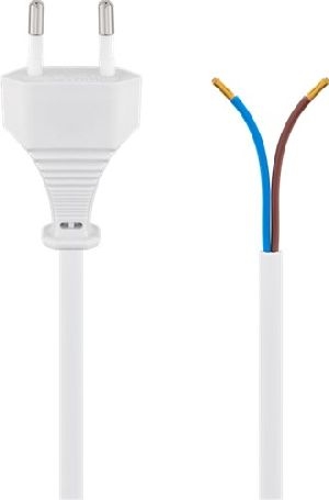 Goobay 51345 Kabel mit Eurostecker zum Konfektionieren, 1,5 m, Weiß, (2*0,75 mm²) VPE Retail Polybag Mindestbestellmenge 1