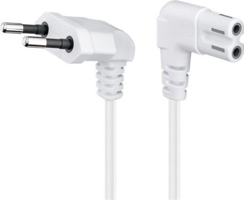 Goobay 97351 Anschlusskabel Eurostecker beidseitig abgewinkelt, 2 m, Weiß, (2*0,75 mm²) VPE Retail Polybag Mindestbestellmenge 1