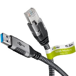 Goobay 70695 Ethernet-Kabel USB-A 3.0 auf RJ45, 15 m VPE Brown Box with Label Mindestbestellmenge 1