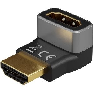 Goobay 72009 HDMI™-Winkeladapter 90° vertikal, 8K @ 60 Hz, vergoldet