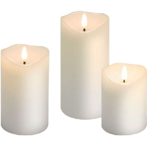 Goobay 77779 3er-Set LED-Echtwachskerzen, weiß VPE Retail Box Mindestbestellmenge 1