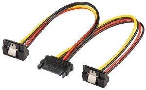 Goobay 95115 PC Y-Stromkabel/Stromadapter, SATA 1x Buchse zu 2x Stecker 90° Kabellänge: 0.2 m