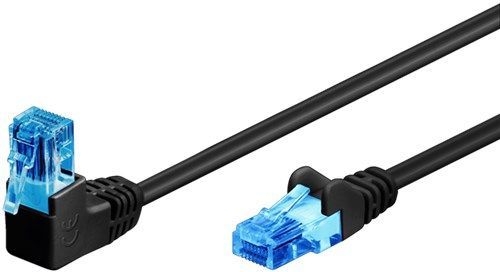 Goobay 51533 CAT 6A Patchkabel 1x 90° gewinkelt, U/UTP, schwarz VPE Bulk Mindestbestellmenge 1